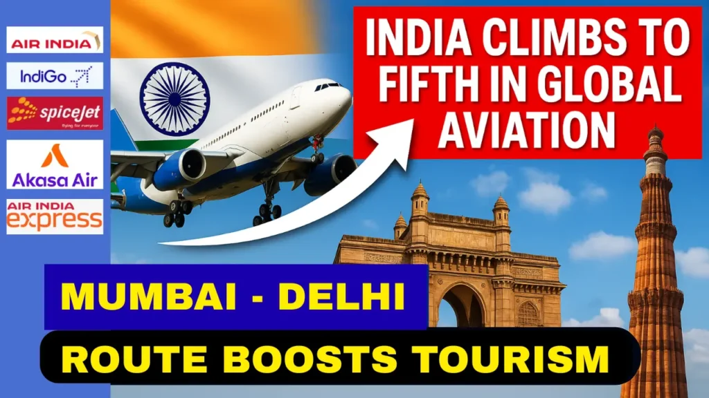 India Climbs to Fifth in Global Aviation, Mumbai-Delhi Route Boosts Tourism