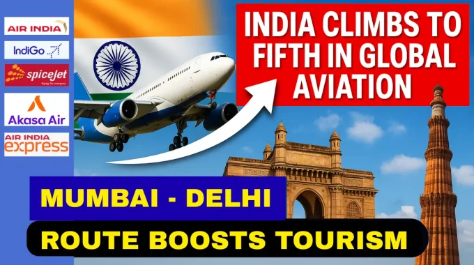 India Climbs to Fifth in Global Aviation, Mumbai-Delhi Route Boosts Tourism